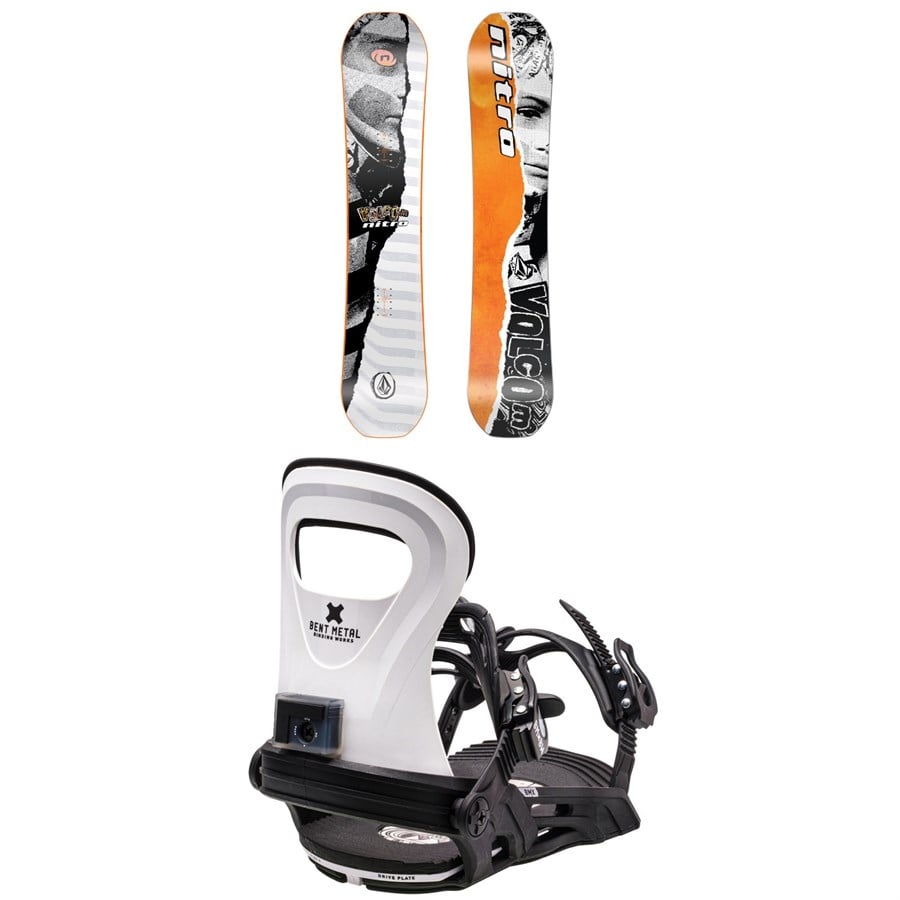 Nitro Ripper x Volcom Snowboard + Bent Metal BMX Snowboard Bindings - Kids' 2026