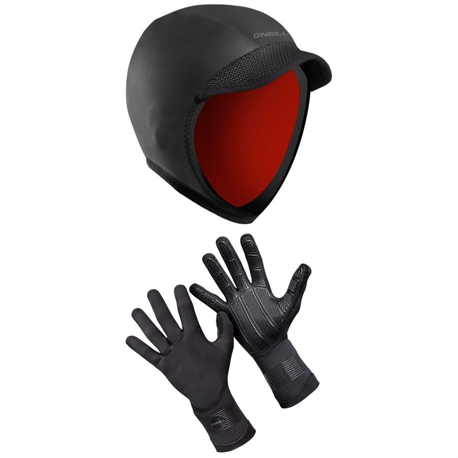 O'Neill 3mm Squid Lid Wetsuit Hood + 1.5mm Psycho Tech Gloves