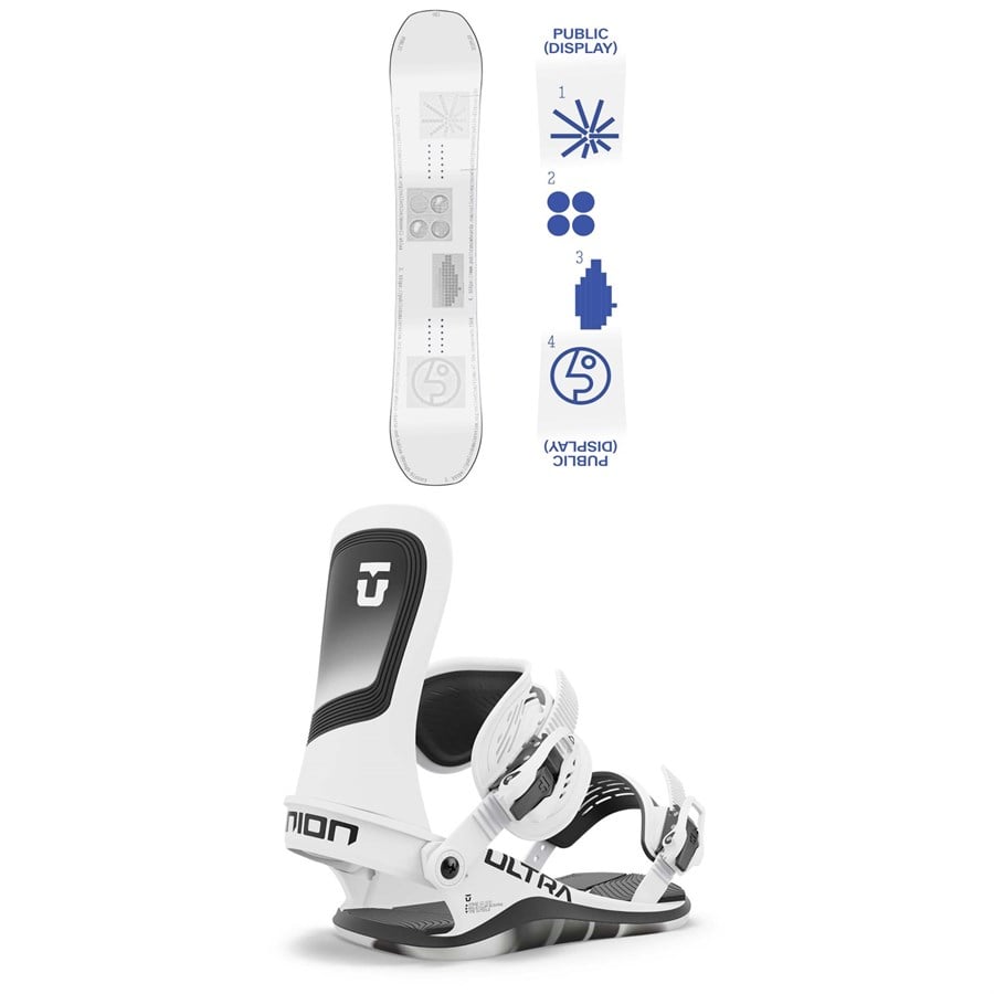 Public Snowboards Display Snowboard + Union Ultra Snowboard Bindings 2025