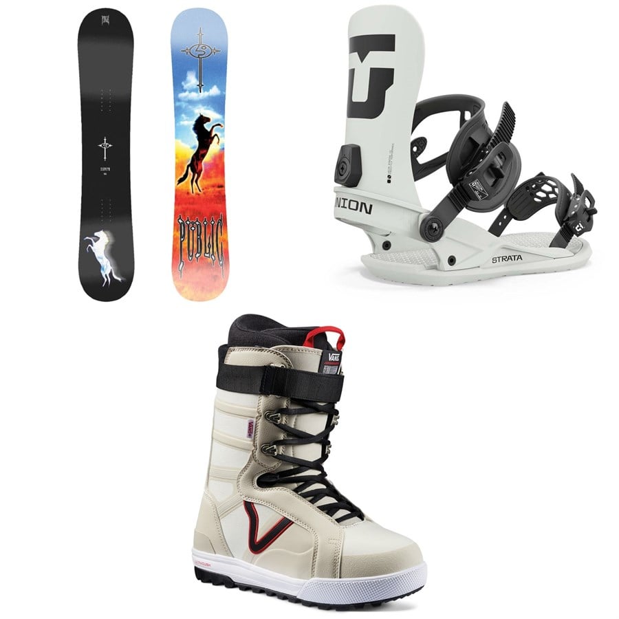 Public Snowboards Dispute Snowboard + Union Strata Snowboard Bindings + Vans Hi-Standard Pro Snowboard Boots 2025