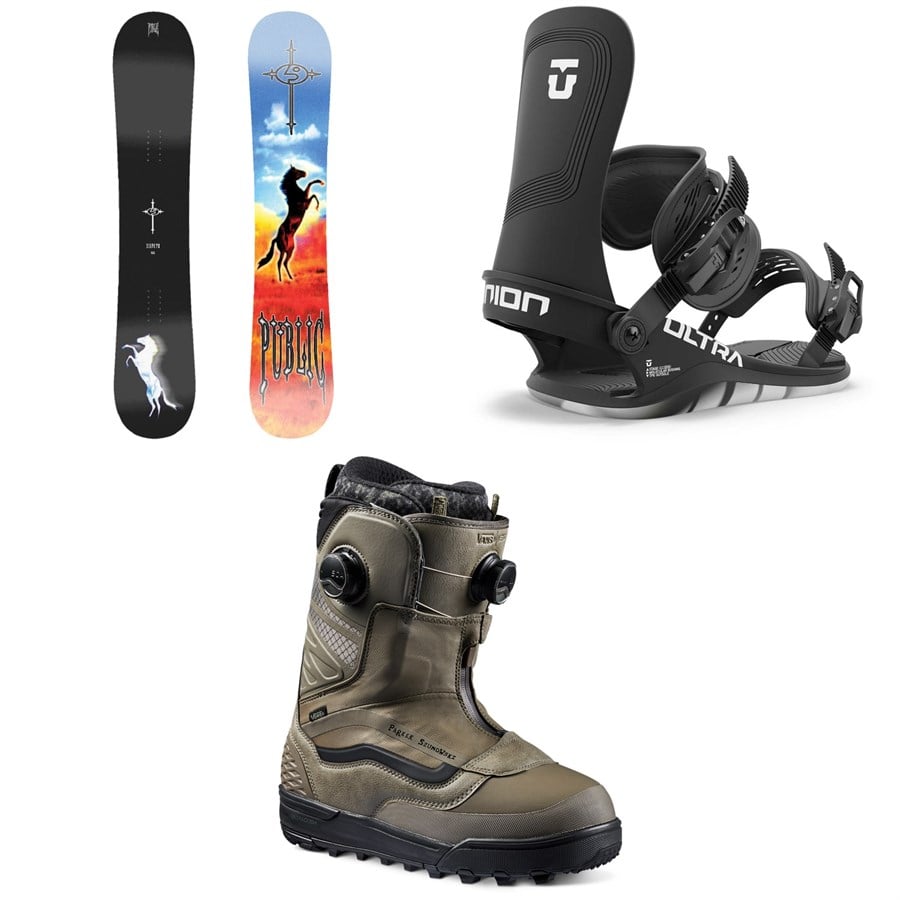 Public Snowboards Dispute Snowboard + Union Ultra Snowboard Bindings + Vans Verse Snowboard Boots 2025