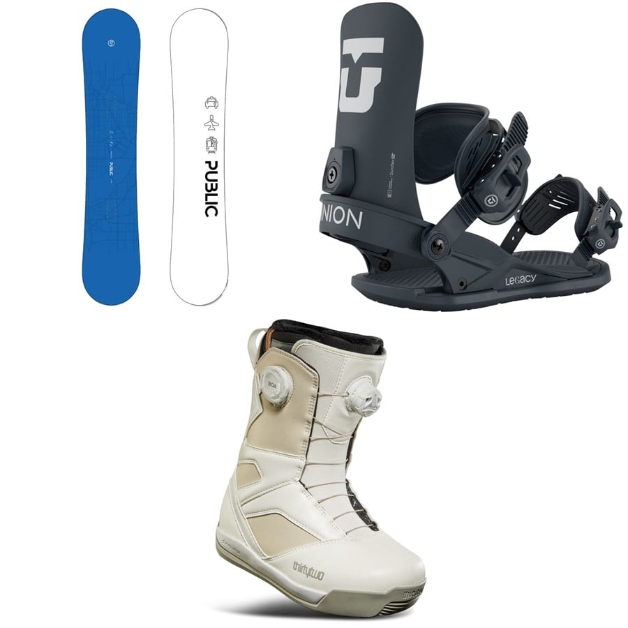 Public Snowboards General Snowboard + Union Legacy Snowboard Bindings + thirtytwo STW Double Boa Snowboard Boots - Women's 2026