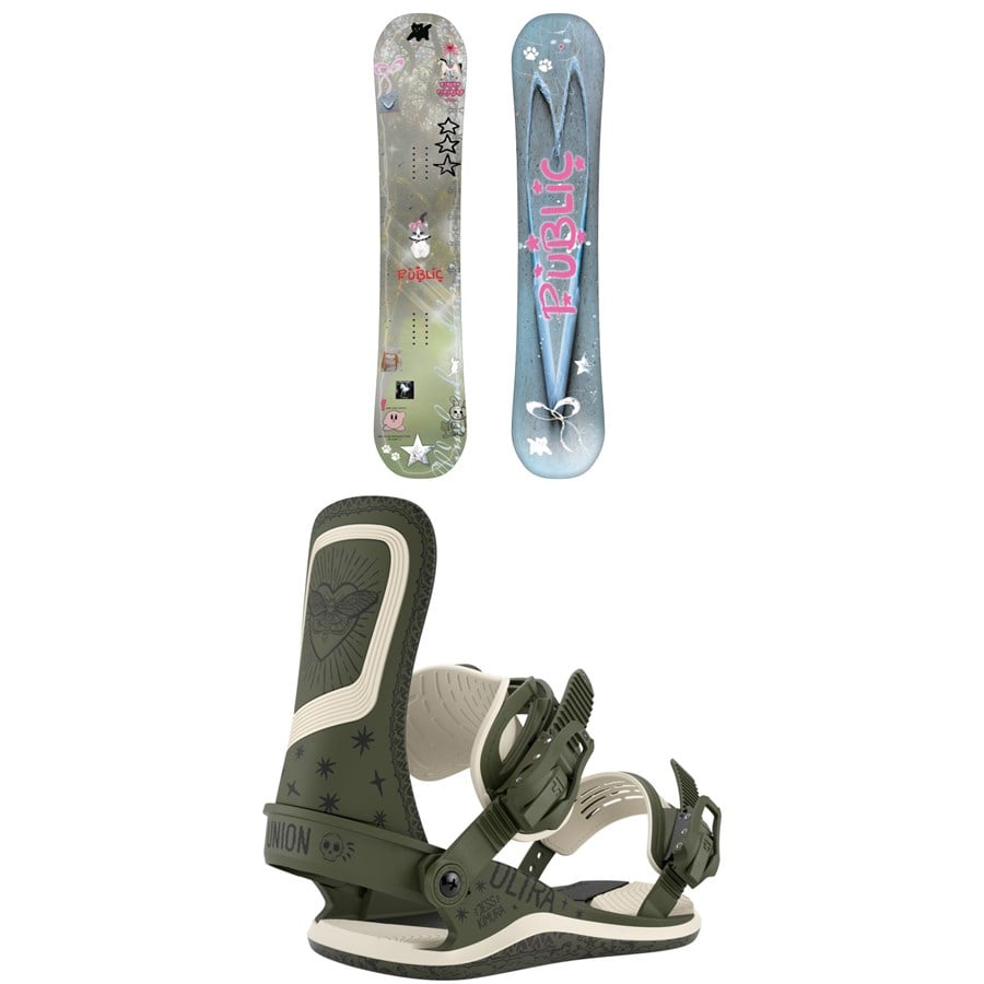 Public Snowboards Jibgurl Snowboard + Union Ultra Snowboard Bindings - Women's 2026