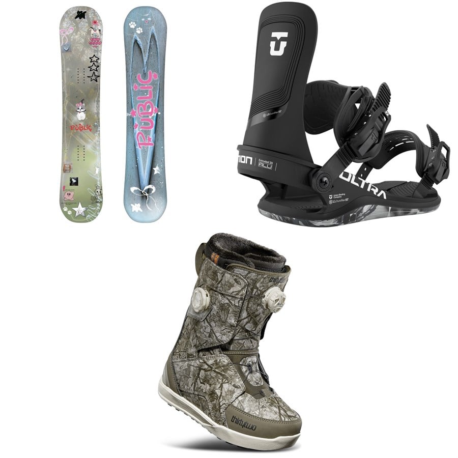 Public Snowboards Jibgurl Snowboard + Union Ultra Snowboard Bindings + thirtytwo Lashed Double Boa Snowboard Boots - Women's 2026
