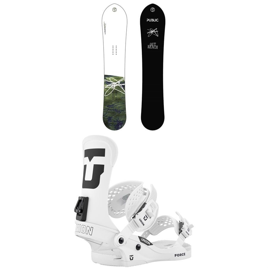 Public Snowboards Outreach Snowboard + Union Force Classic Snowboard Bindings 2026