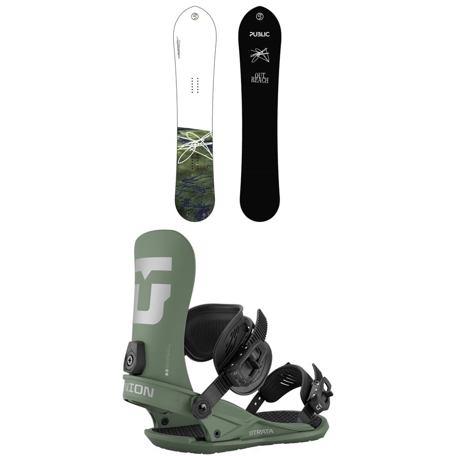 Public Snowboards Outreach Snowboard + Union Strata Snowboard Bindings 2026