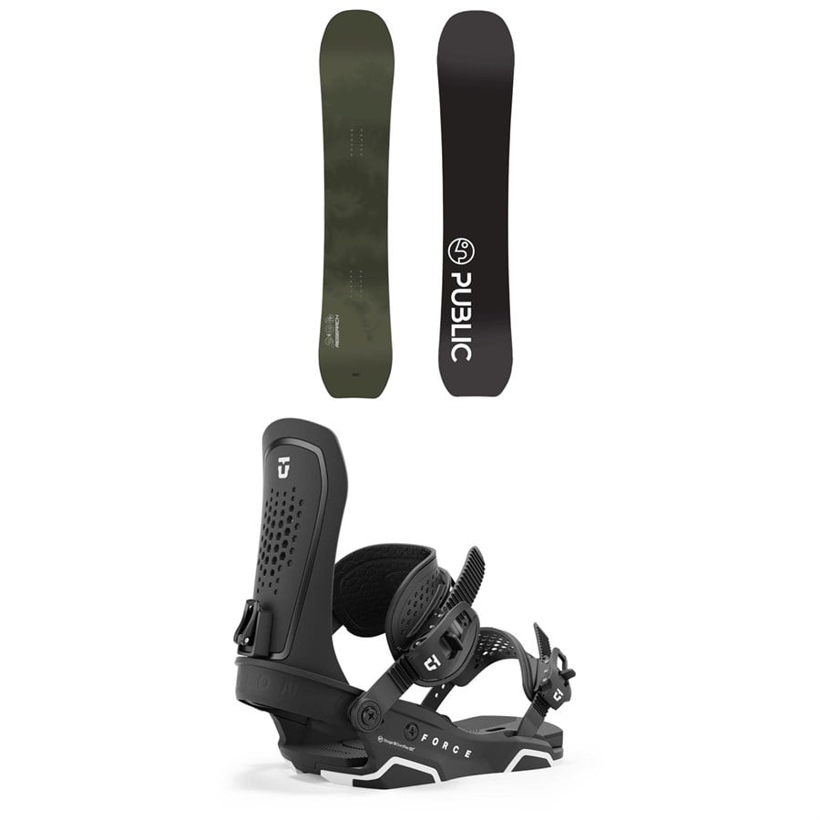 Public Snowboards Research Snowboard + Union Force Snowboard Bindings 2025