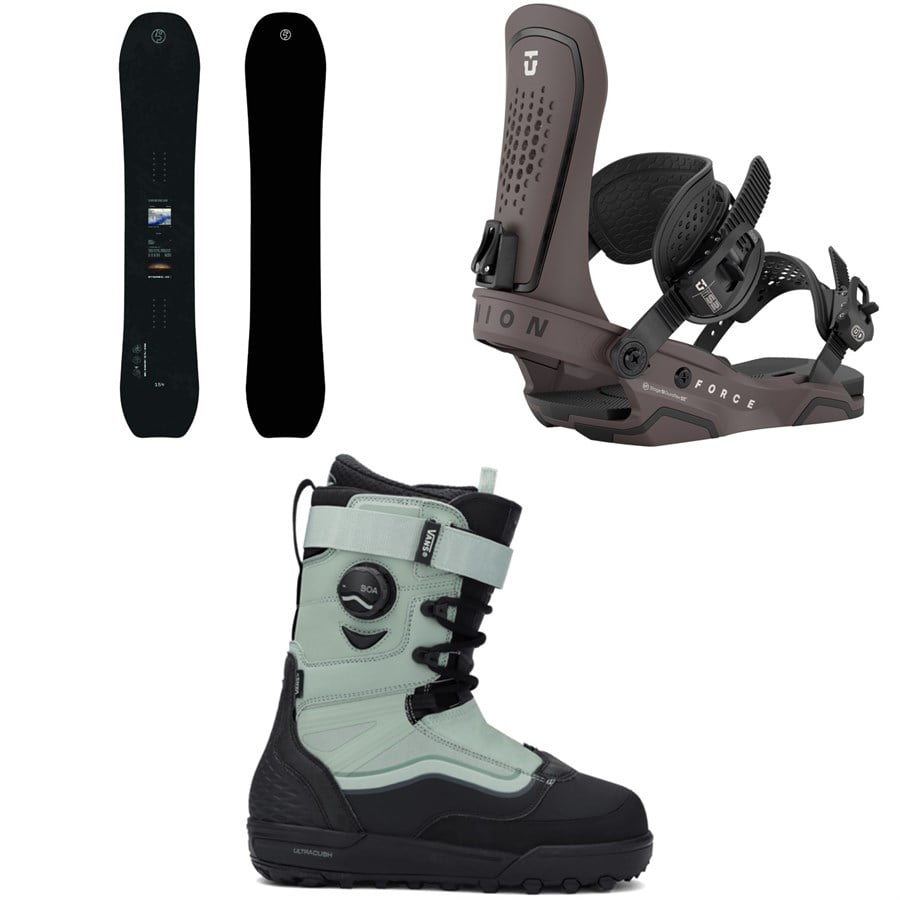 Public Snowboards Research Snowboard + Union Force Snowboard Bindings + Vans Infuse Snowboard Boots 2026
