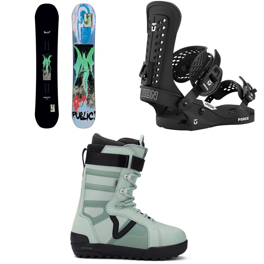 Public Snowboards Statement Snowboard + Union Force Classic Snowboard Bindings + Vans Hi-Standard Pro Snowboard Boots 2026