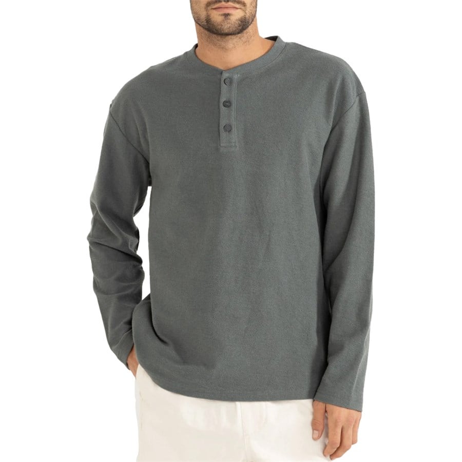 Rhythm Vintage Terry Long-Sleeve Henley Shirt - Men's