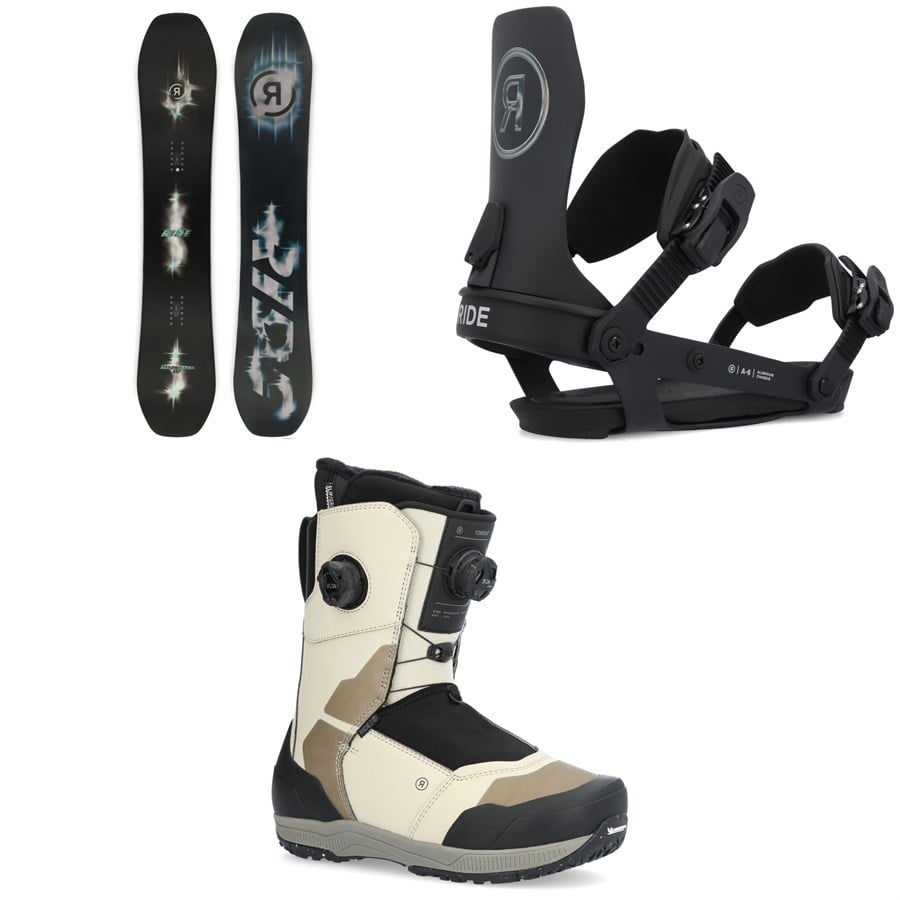 Ride Algorythm Snowboard + A-6 Snowboard Bindings + Torrent Snowboard Boots 2025