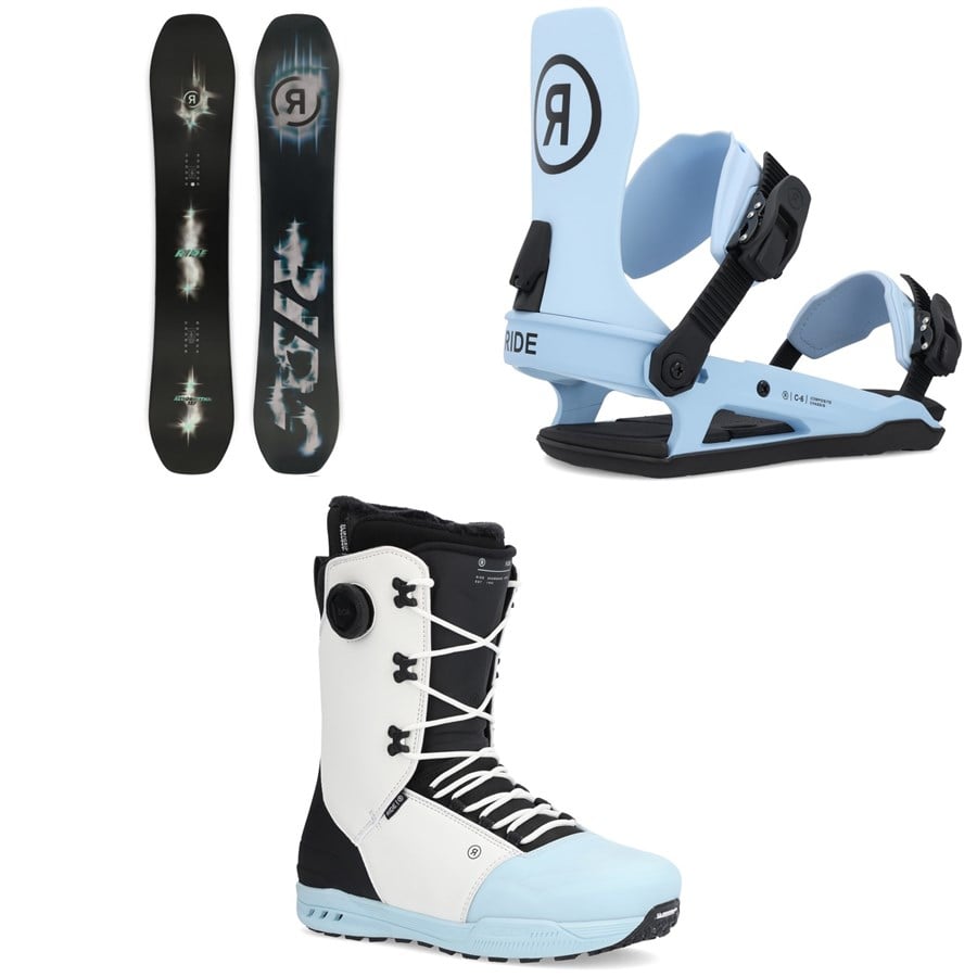 Ride Algorythm Snowboard + C-6 Snowboard Bindings + Fuse Snowboard Boots 2025