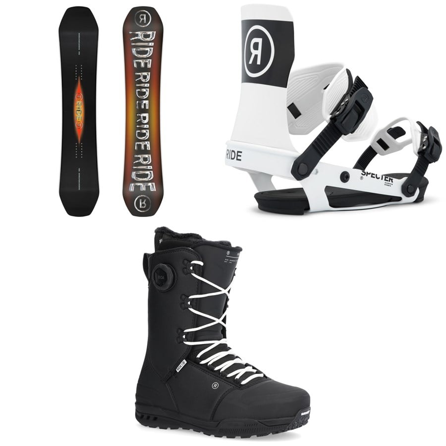 Ride Benchwarmer Snowboard + Specter Snowboard Bindings + Fuse Snowboard Boots 2026