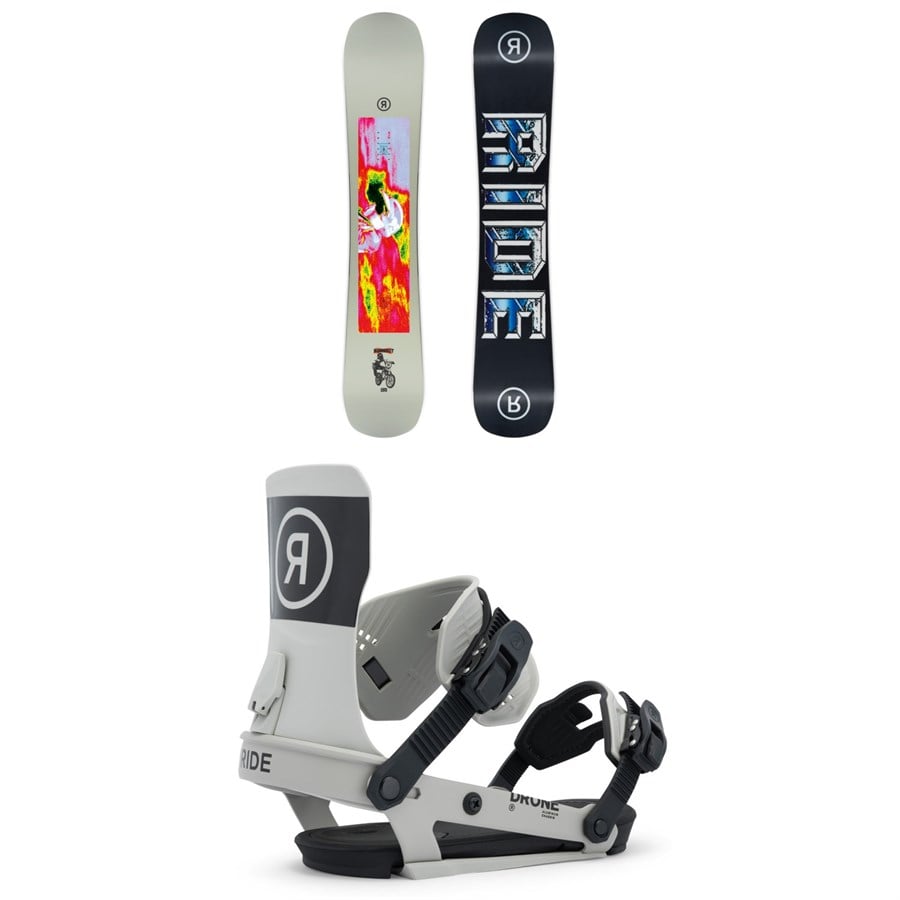 Ride Burnout Snowboard + Drone Snowboard Bindings 2026