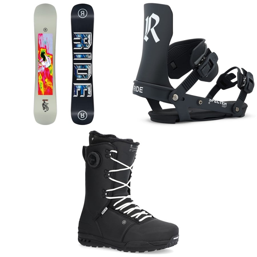 Ride Burnout Snowboard + Specter Snowboard Bindings + Fuse Snowboard Boots 2026