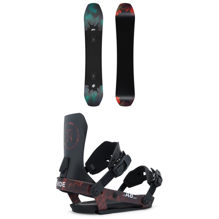 Ride Deep Fake Snowboard + A-8 Snowboard Bindings 2026