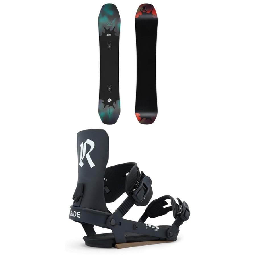 Ride Deep Fake Snowboard + Drone Snowboard Bindings - Women's 2026