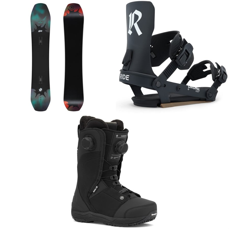 Ride Deep Fake Snowboard + Drone Snowboard Bindings + Cadence Snowboard Boots - Women's 2026