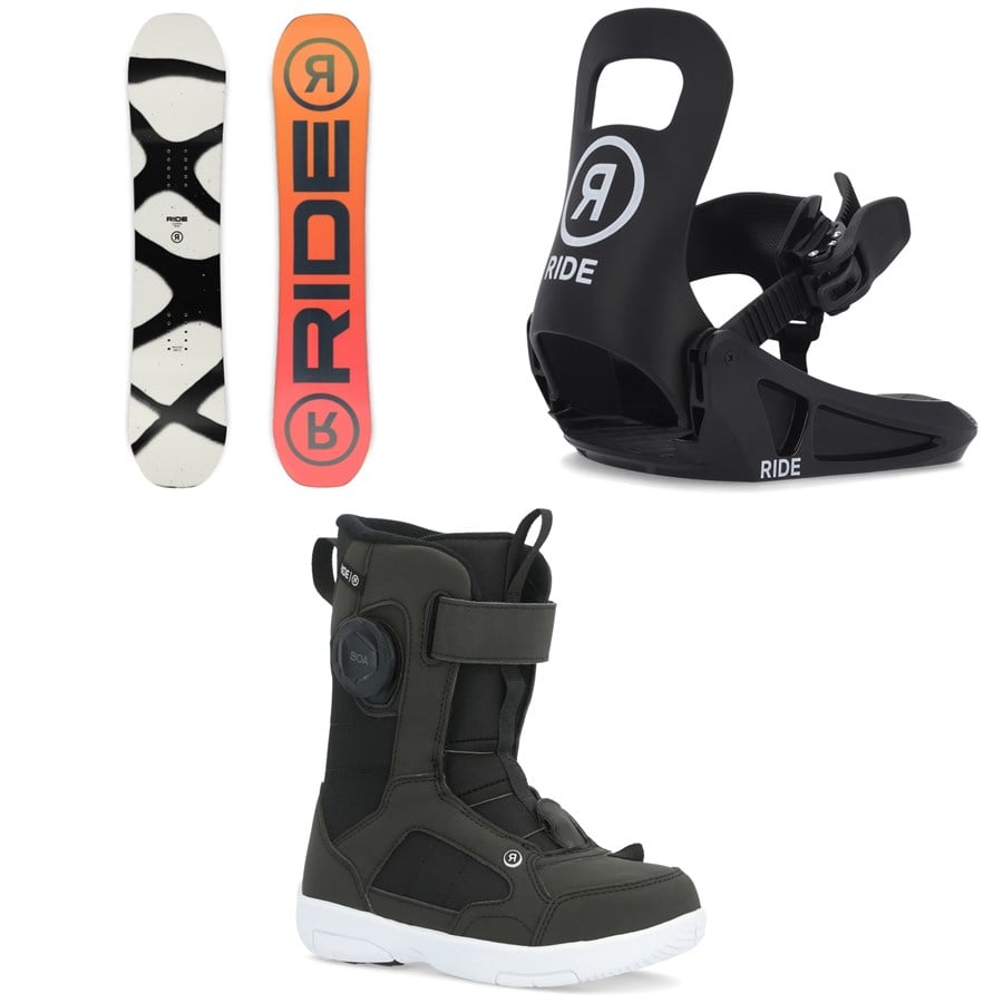 Ride Lowride Snowboard + Micro Snowboard Bindings + Norris Snowboard Boots - Kids 2026