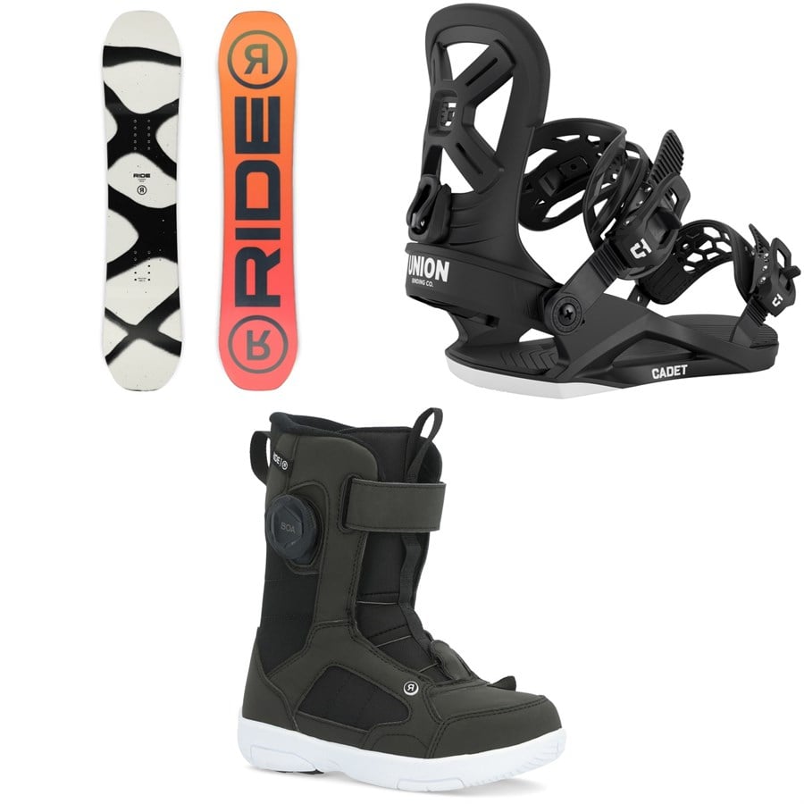 Ride Lowride Snowboard + Union Cadet Snowboard Bindings + Ride Norris Snowboard Boots - Kids 2026