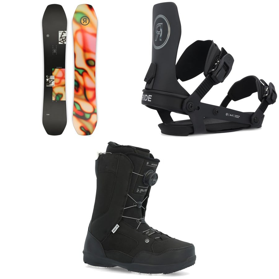 Ride Moderator Snowboard + A-6 Snowboard Bindings + Jackson Snowboard Boots 2025