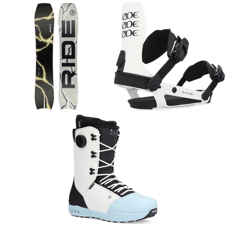 Ride MTNpig Snowboard + A-6 Snowboard Bindings + Fuse Snowboard Boots 2025
