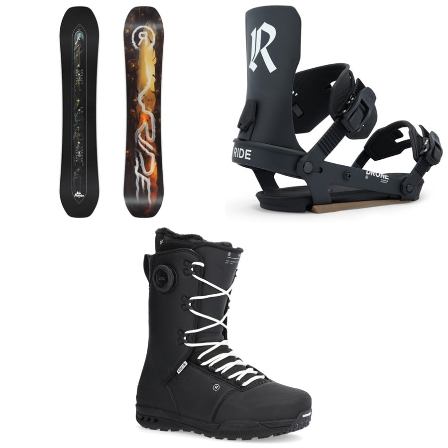 Ride Shadowban Snowboard + Drone Snowboard Bindings + Fuse Snowboard Boots 2026
