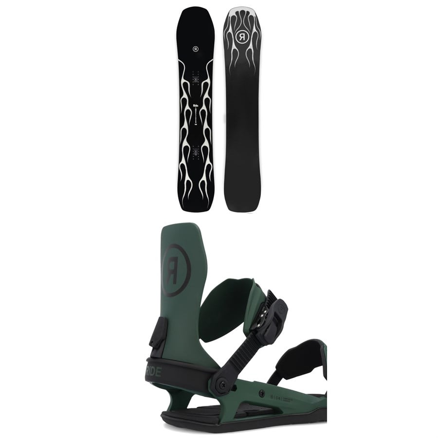 Ride Smokescreen Snowboard + C-6 Snowboard Bindings 2025