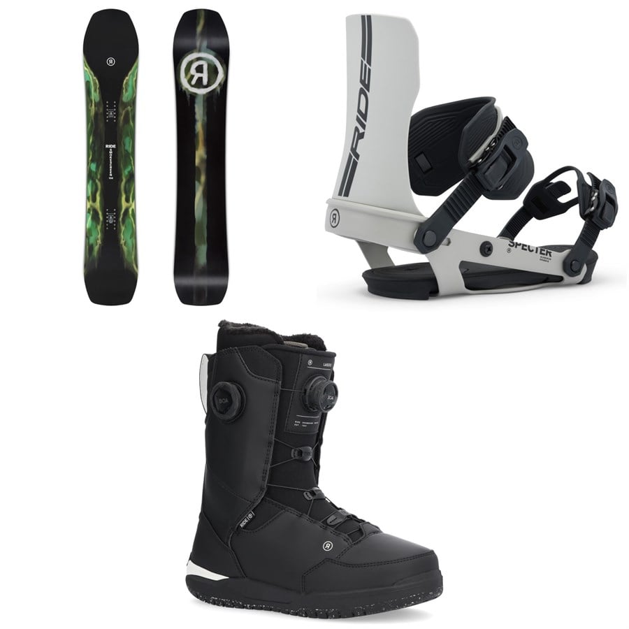 Ride Smokescreen Snowboard + Specter Snowboard Bindings + Lasso Boa Snowboard Boots 2026