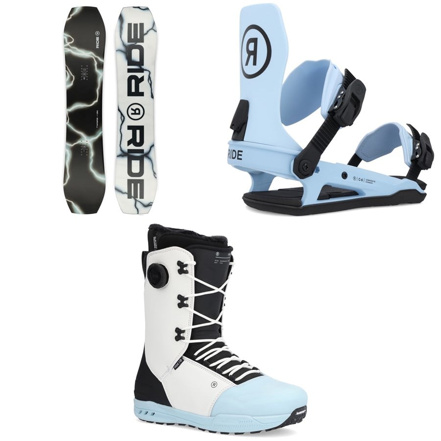 Ride Twinpig Snowboard + C-6 Snowboard Bindings + Fuse Snowboard Boots 2025