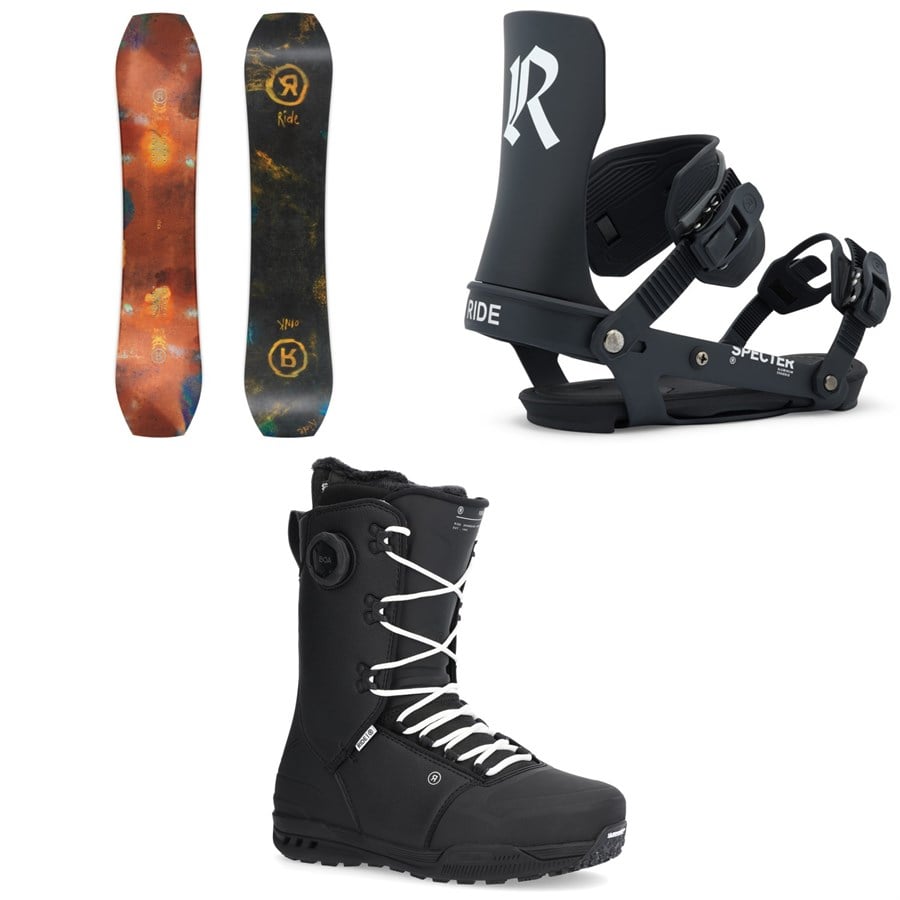 Ride Twinpig Snowboard + Specter Snowboard Bindings + Fuse Snowboard Boots 2026