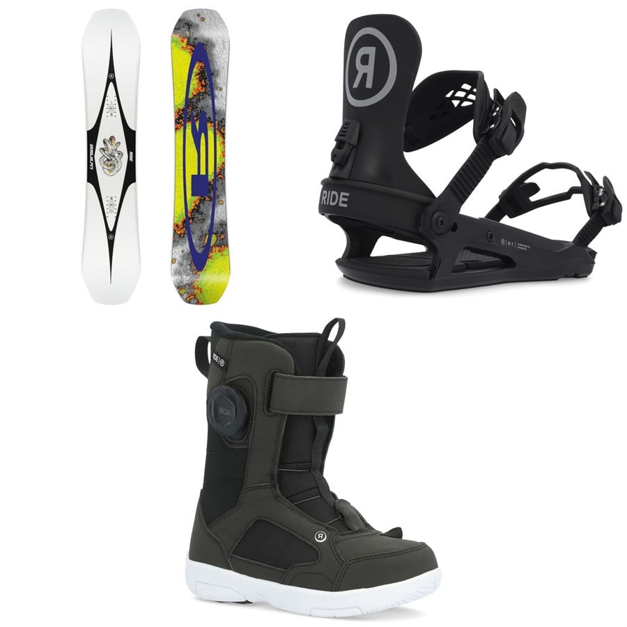 Ride Zero Jr Snowboard + K-1 Snowboard Bindings + Norris Snowboard Boots - Kids 2026