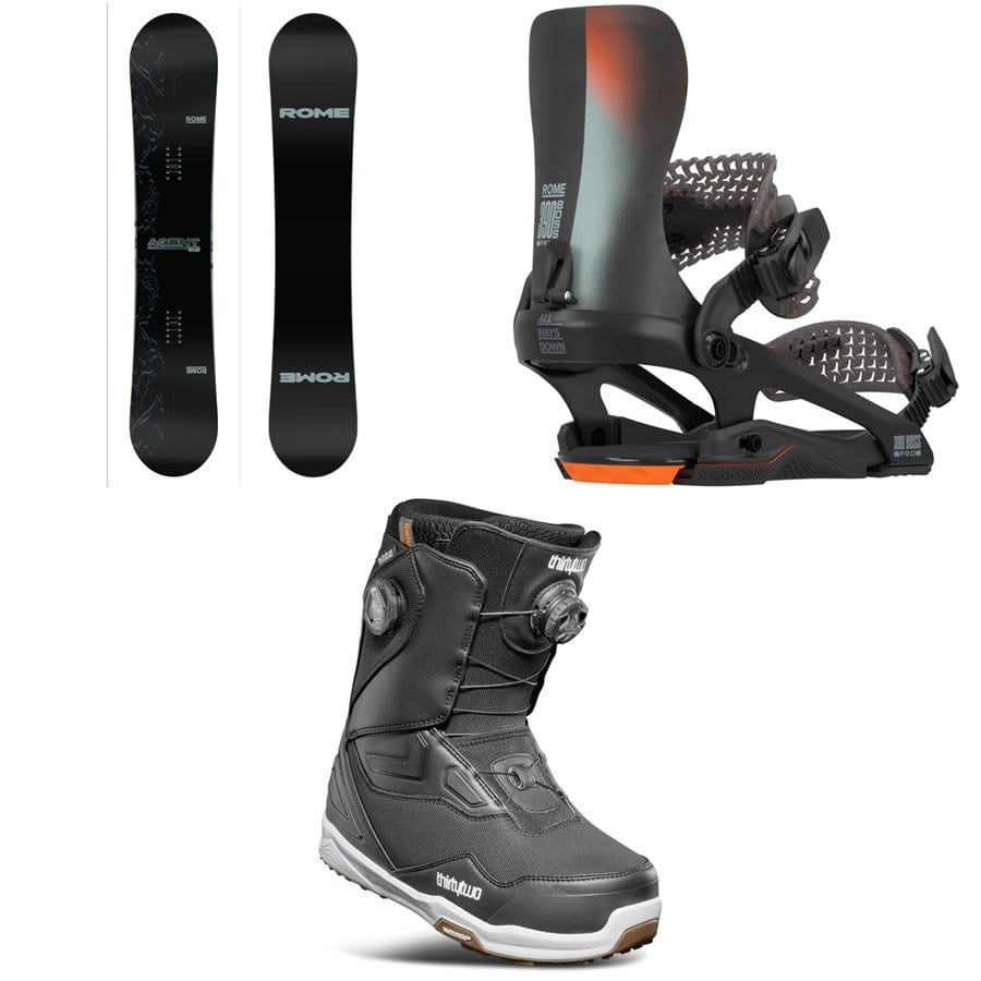 Rome Agent Pro Snowboard + 390 Boss Pro FW Snowboard Bindings + thirtytwo TM-2 Double Boa Snowboard Boots 2026