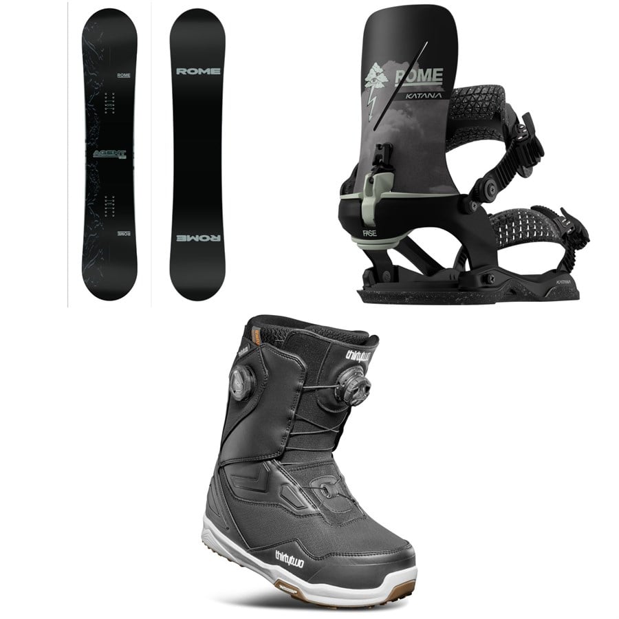 Rome Agent Pro Snowboard + Katana AW FASE X Stale Snowboard Bindings + Thirtytwo TM-2 Double Boa Snowboard Boots 2026