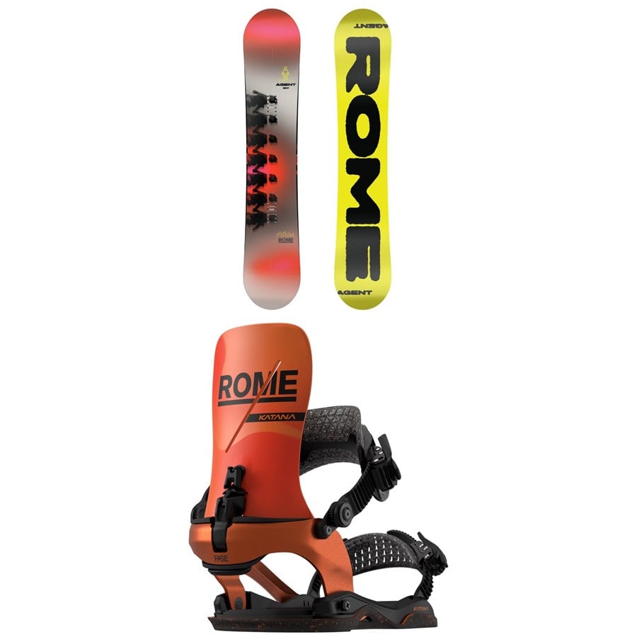 Rome Agent Snowboard + Katana AW FASE Snowboard Bindings 2026
