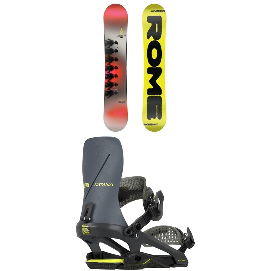 Rome Agent Snowboard + Katana FW Snowboard Bindings 2026