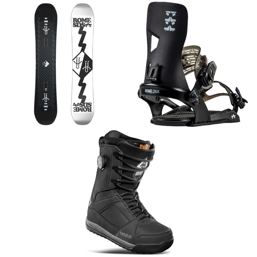 Rome Artifact Pro Snowboard + Crux Snowboard Bindings + thirtytwo Diesel Hybrid Snowboard Boots