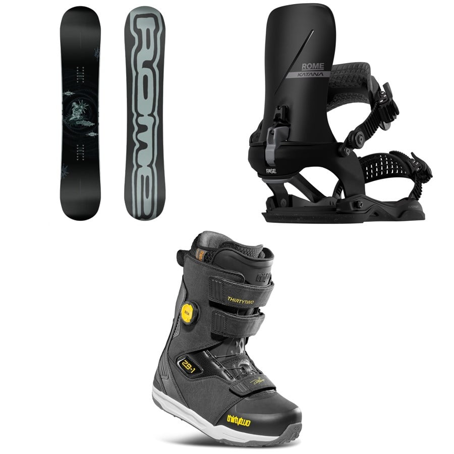 Rome Artifact Pro Snowboard + Katana AW FASE Snowboard Bindings + Thirtytwo ZB-1 Boa Snowboard Boots 2026