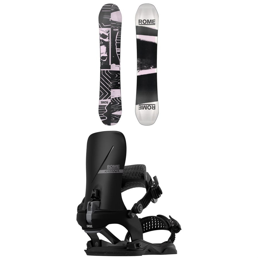 Rome Boneless Snowboard + Katana AW FASE Snowboard Bindings 2026