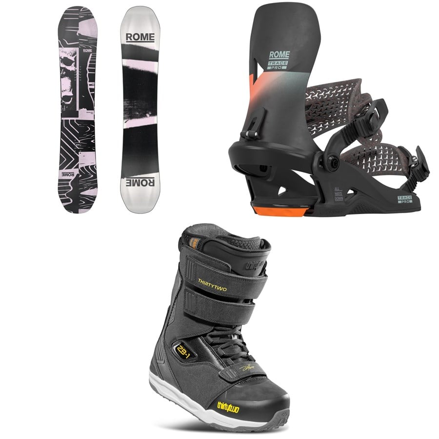 Rome Boneless Snowboard + Trace Pro HW Snowboard Bindings + Thirtytwo ZB-1 Snowboard Boots 2026