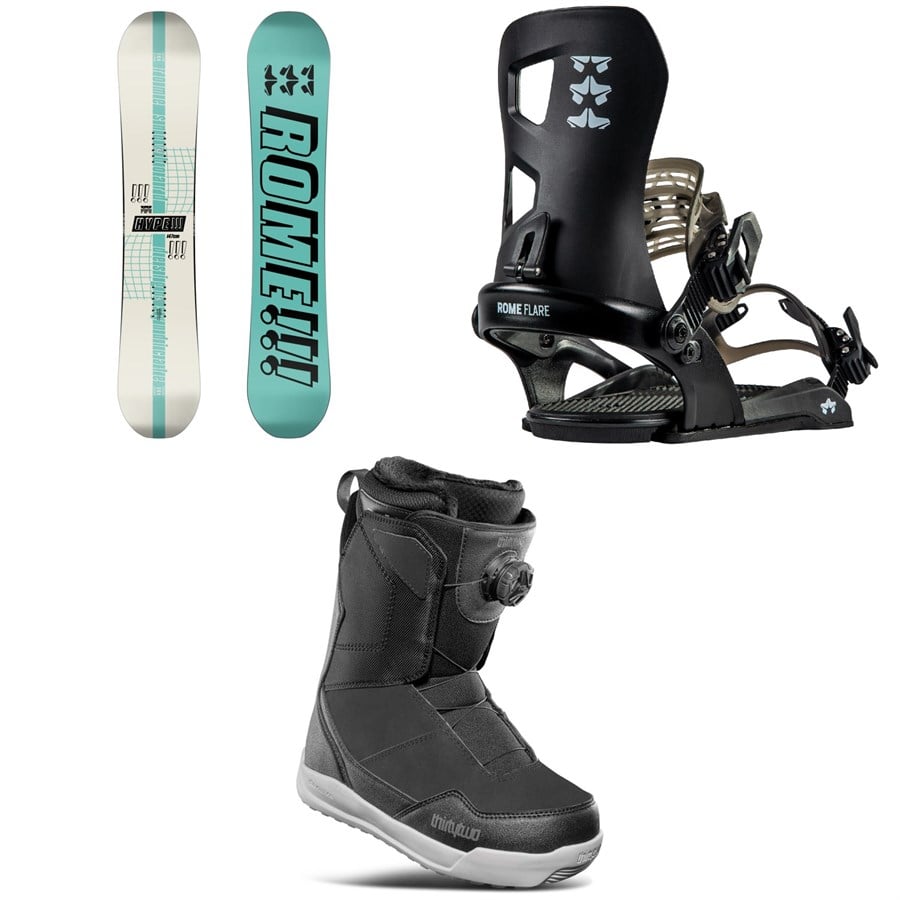 Rome Hype Snowboard + Flare Snowboard Bindings + Thirtytwo Shifty Boa Snowboard Boots - Women's