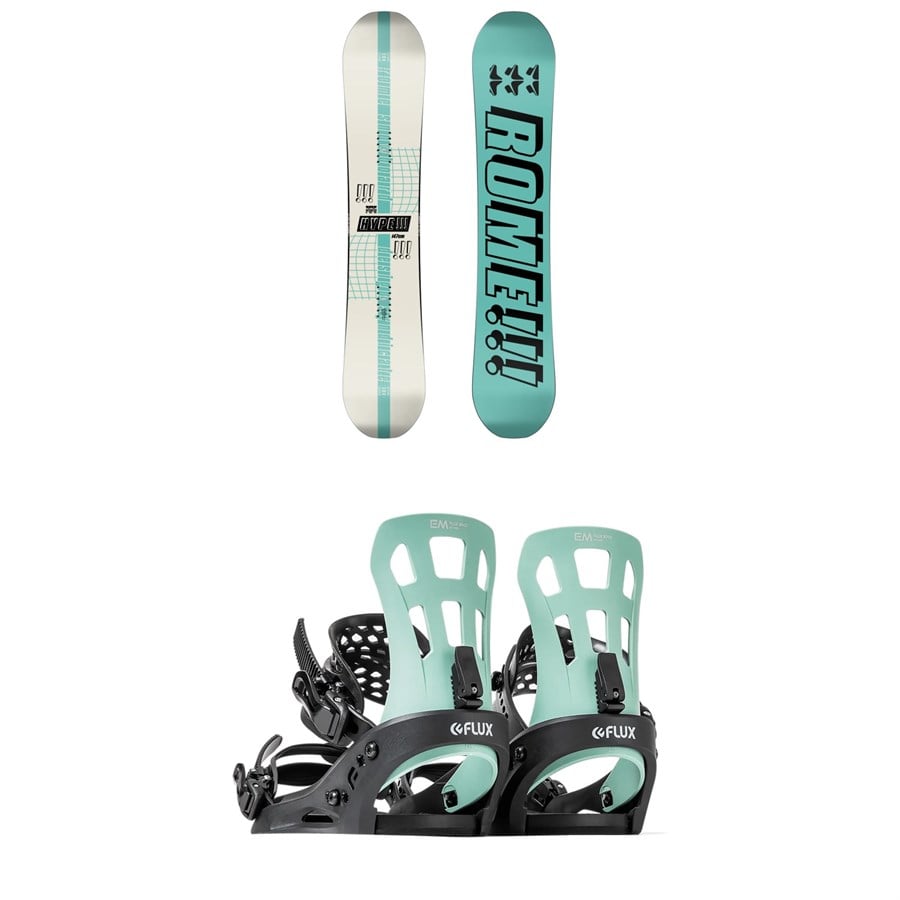 Rome Hype Snowboard + Flux EM Snowboard Bindings - Women's 2024