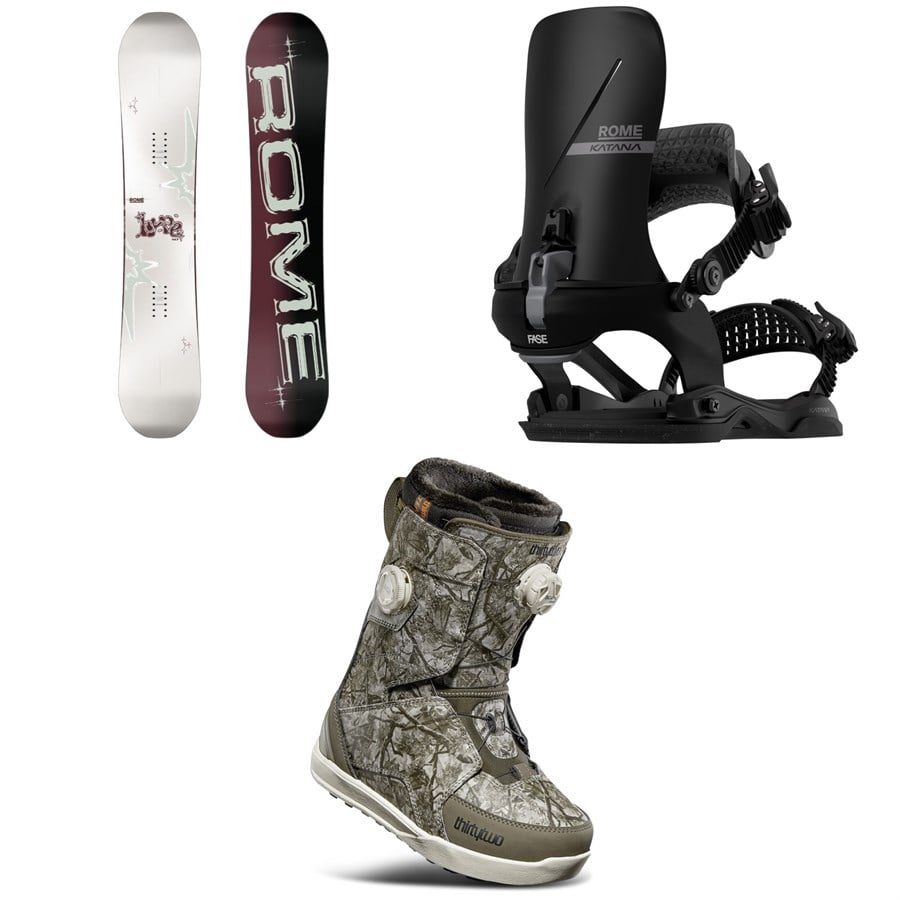 Rome Hype Snowboard + Katana AW FASE Snowboard Bindings + thirtytwo Lashed Double Boa Snowboard Boots - Women's 2026