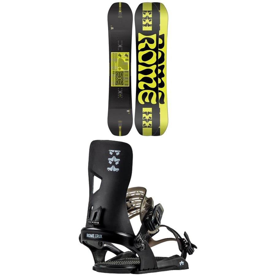 Rome Mechanic Snowboard + Crux Snowboard Bindings