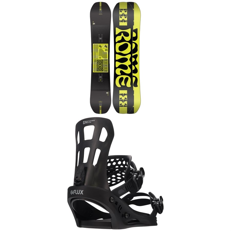 Rome Mechanic Snowboard + Flux EM Snowboard Bindings 2024