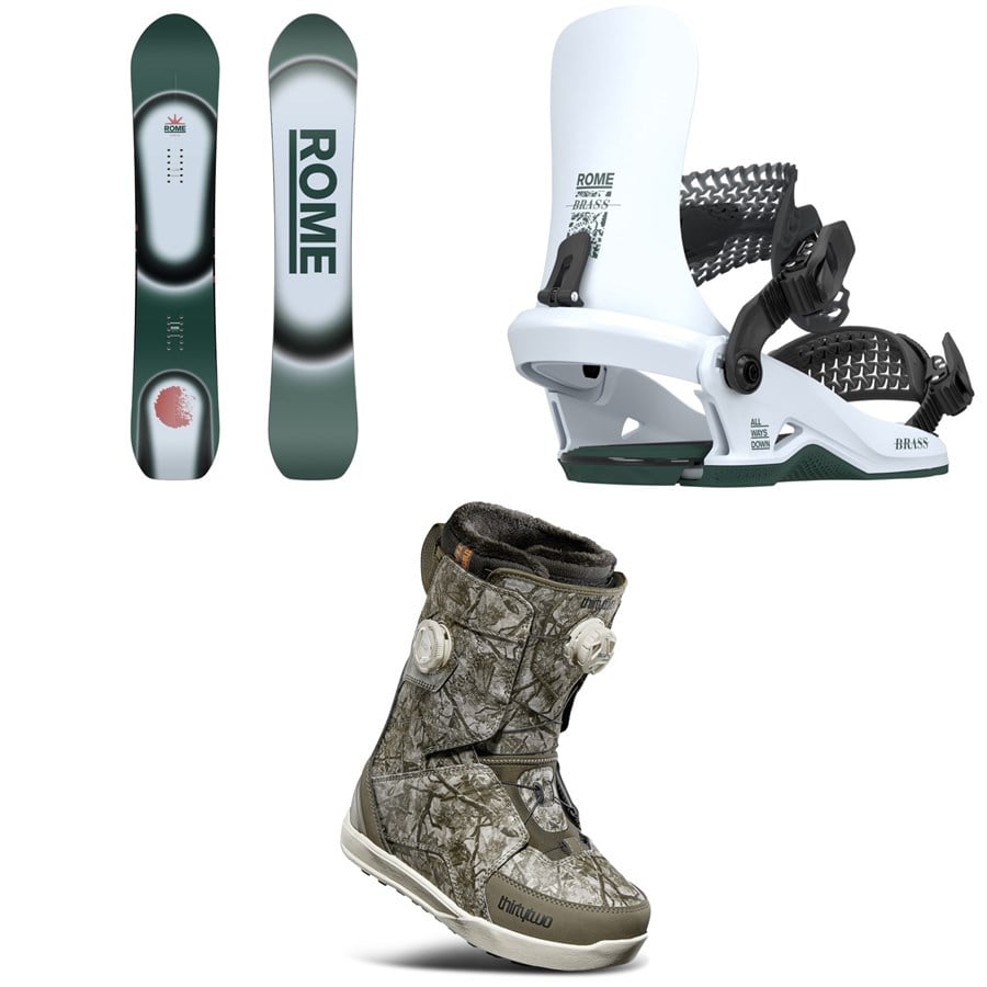 Rome Muse Snowboard + Brass HW Snowboard Bindings + Thirtytwo Lashed Double Boa Snowboard Boots - Women's 2026