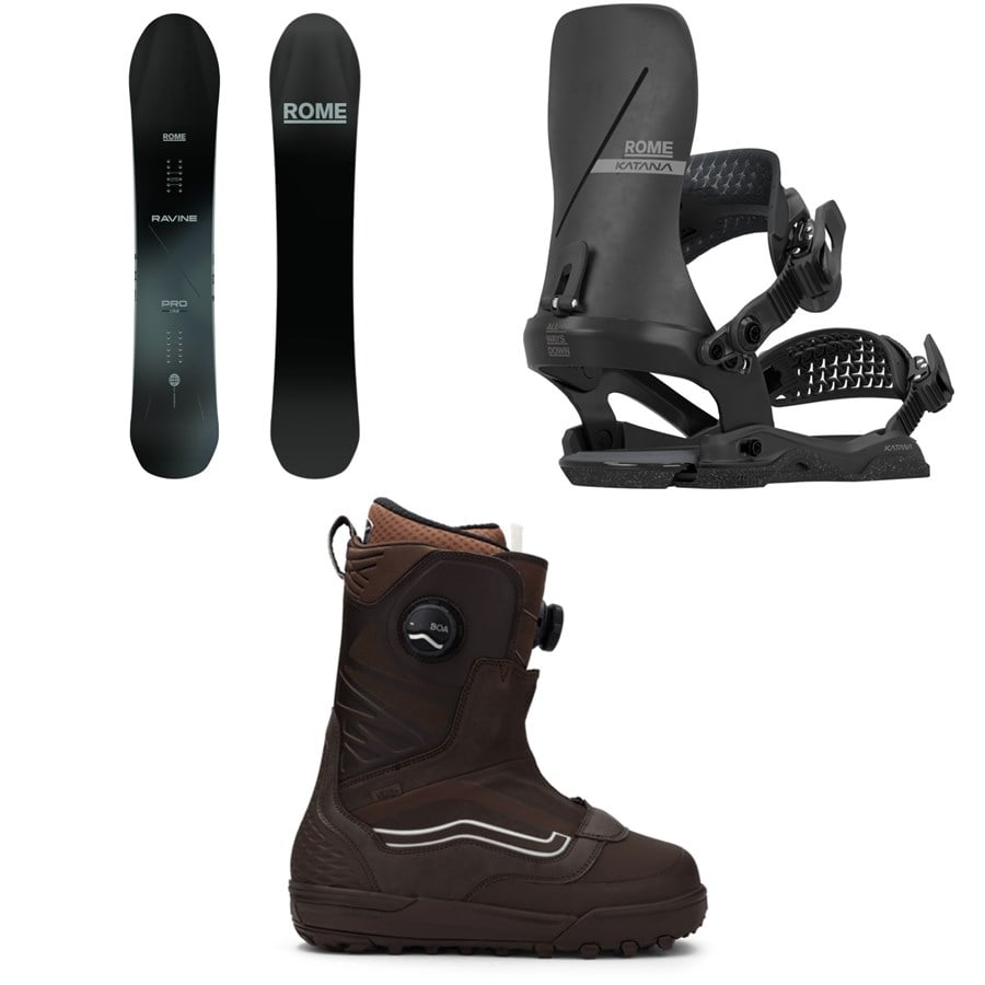Rome Ravine Pro Snowboard + Katana AW Snowboard Bindings + Vans Verse Snowboard Boots 2026