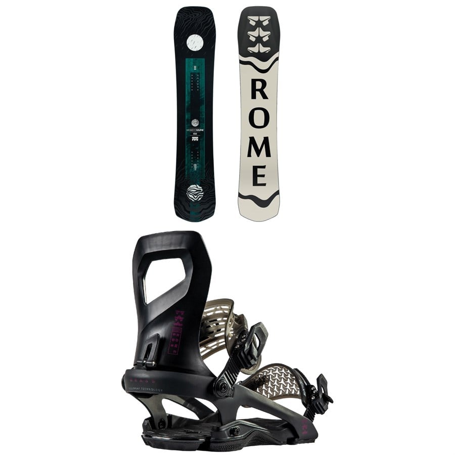 Rome Ravine Snowboard + Brass Snowboard Bindings - Women's