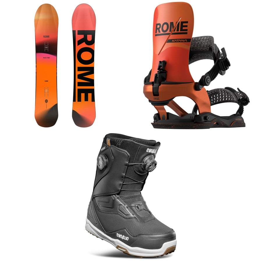 Rome Ravine Snowboard + Katana AW FASE Snowboard Bindings + thirtytwo TM-2 Double Boa Snowboard Boots 2026