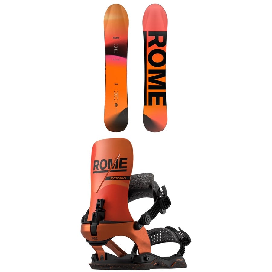 Rome Ravine Snowboard + Katana AW FASE Snowboard Bindings 2026